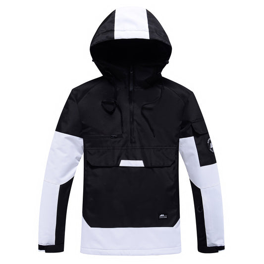 Contrast Color Windproof Water Breathable Couple Ski Hoodie