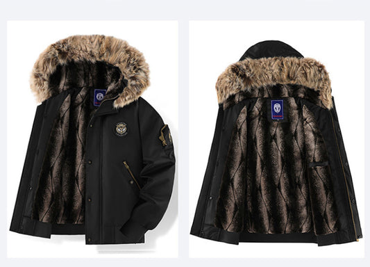 Men's Heavy-Duty Winter Parka with Faux Fur Hood