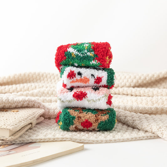 Copy of Christmas Red Socks for Children - Autumn and Winter Thickening - Warm Home Socks Coral Velvet Floor Socks Plush Middle Tube