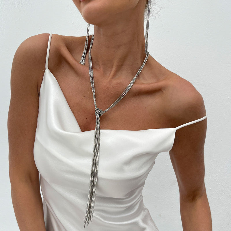 Simple Y-shaped Metal Tassel Necklace With A Minimalist Understated Style