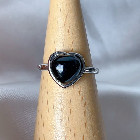 Fashionable Golden Black Tourmaline Pendant Ring For Women