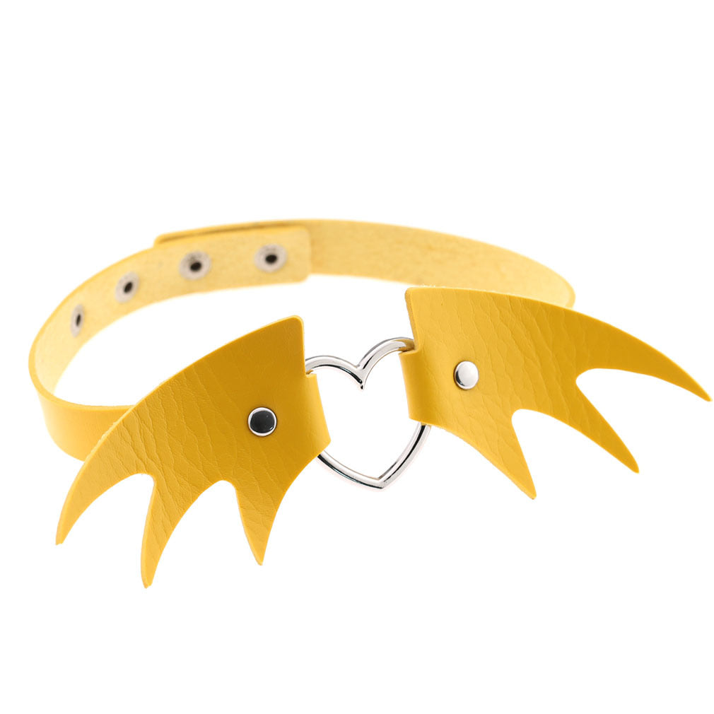Punk style little devil PU leather collar bone collar
