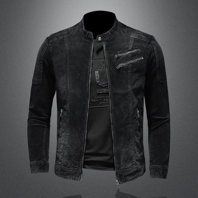 Stand Collar Denim Zipper Jacket