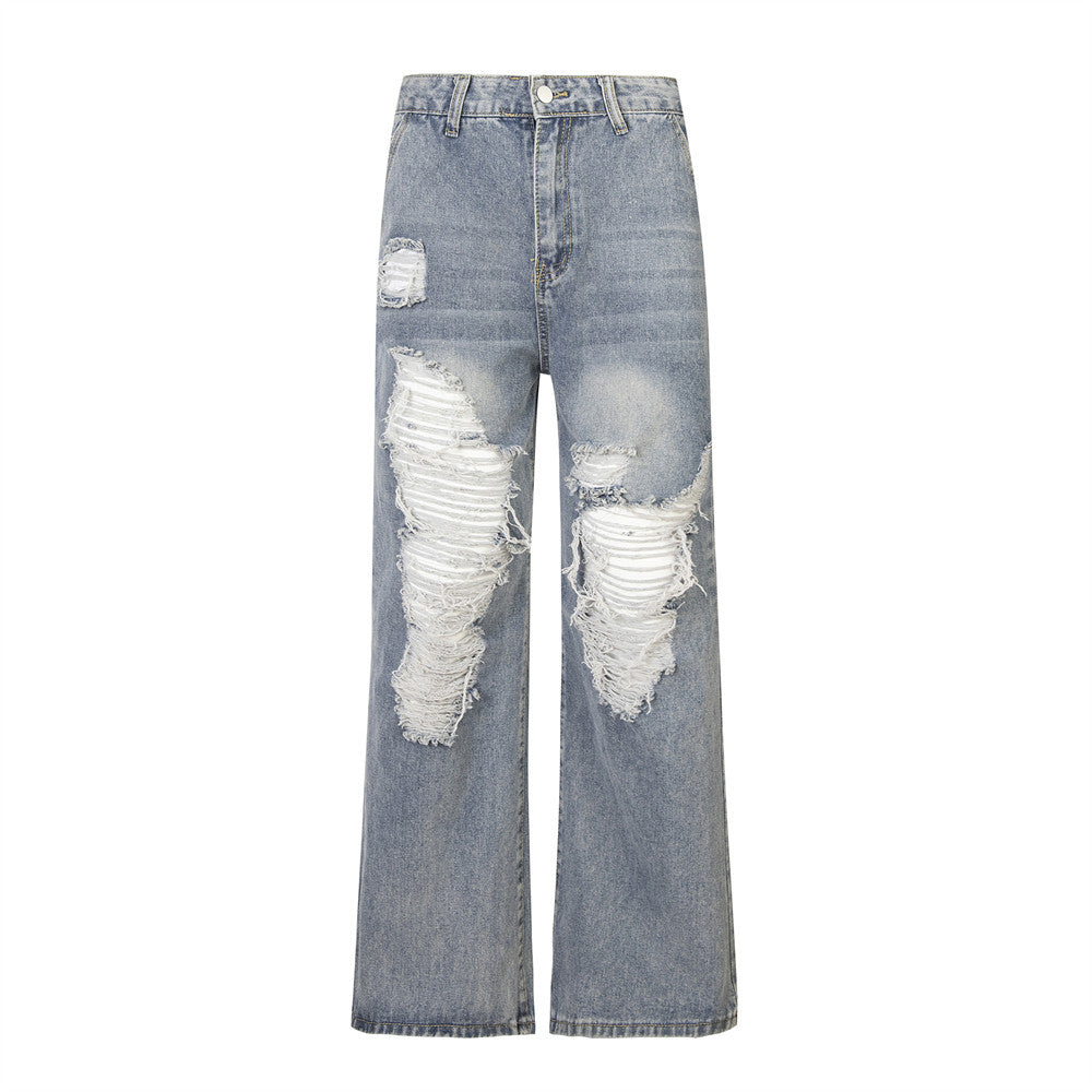 Ripped Denim Trousers For Men And Women