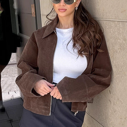 Vintage Brown Suede Lapel Baggy Coat - SD & CO.