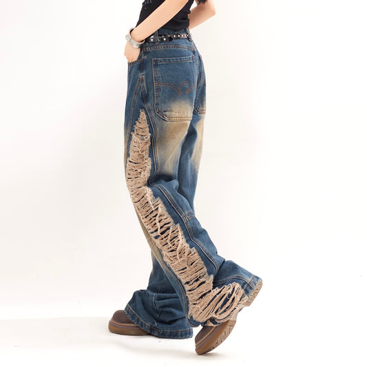 Ripped Denim Trousers For Men And Women