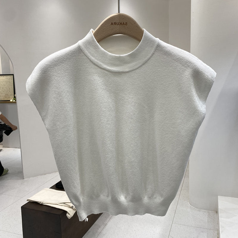 Sleeveless Loose Short Waist Bandage Dress Outer Wear Vest