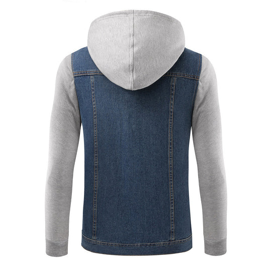 Korean Style Denim Jacket with Detachable Hood