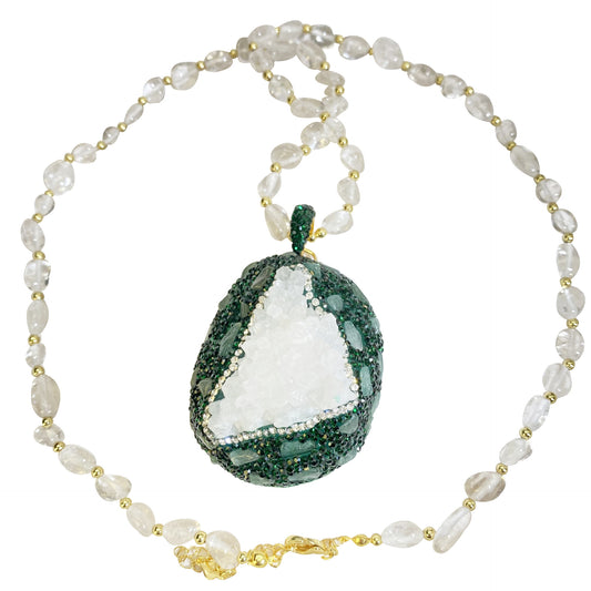 Crystal Bud Pendant Transparent Crystal Necklace For Women