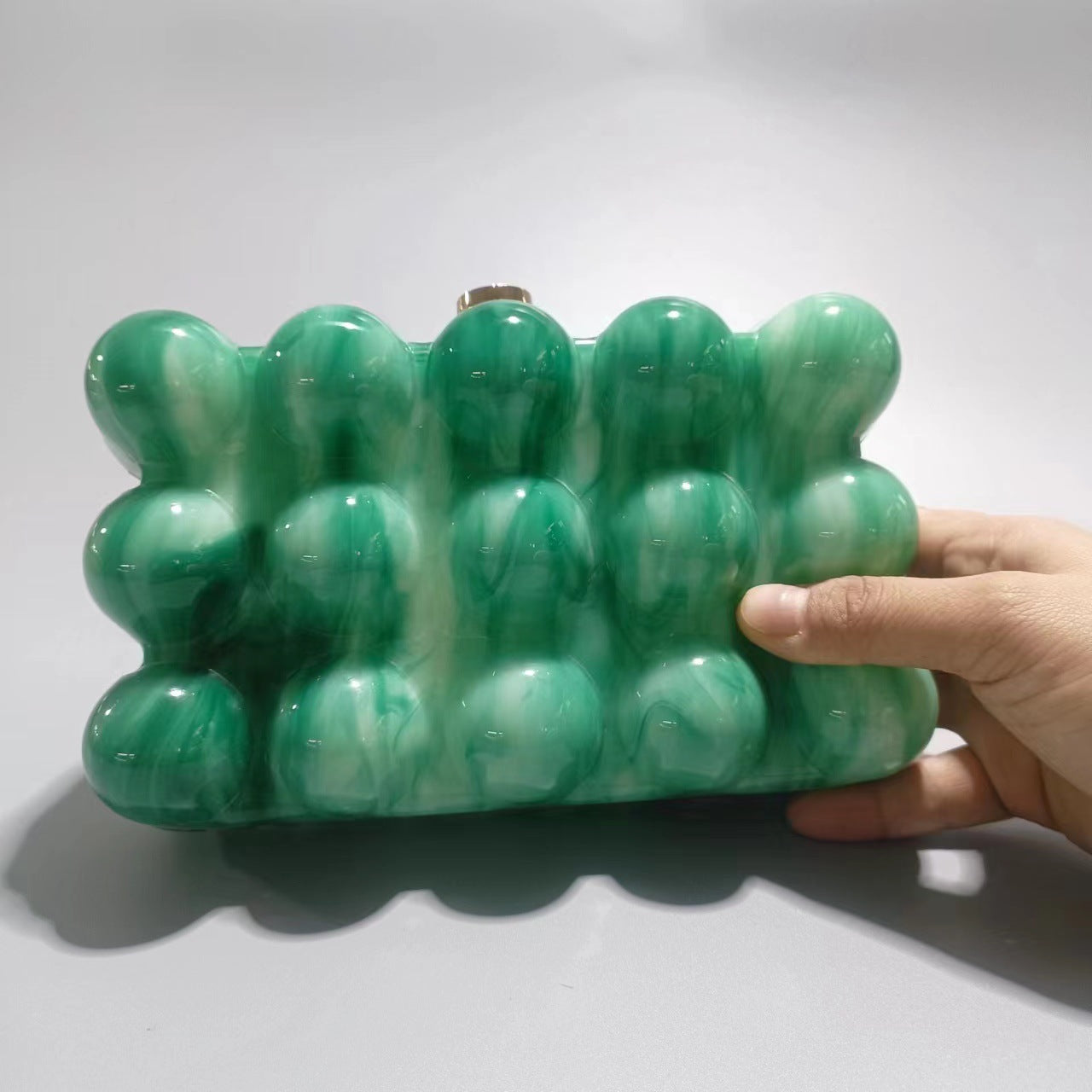Acrylic bubble clutch bag women designer evening party box purse new ivory green color handbag