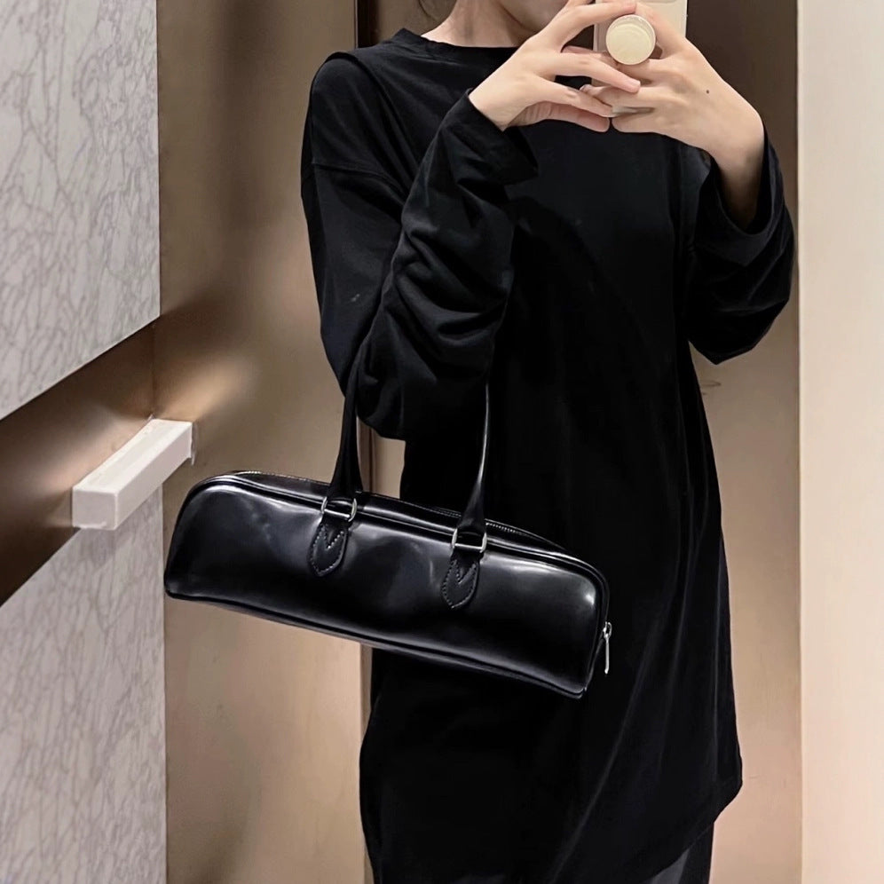 Cowhide French Stick Long Hand-carrying Sweet Underarm Bag