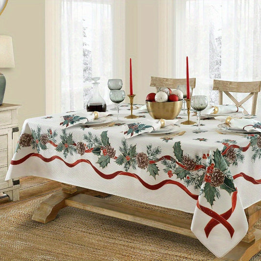 Copy of Christmas table runner with pine holly needle, holiday dining decor