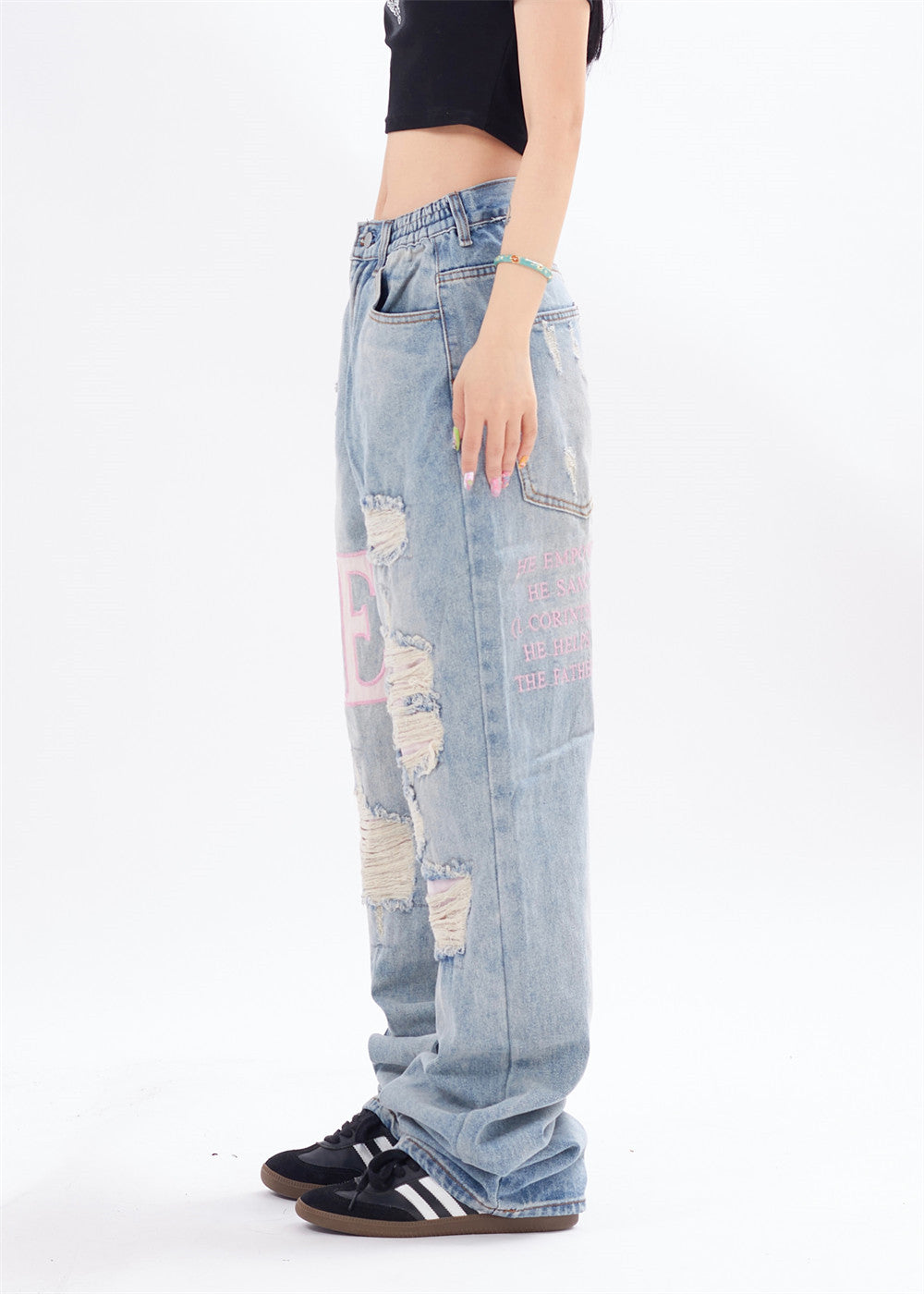 Ripped Beggar Denim Trousers For Men And Women