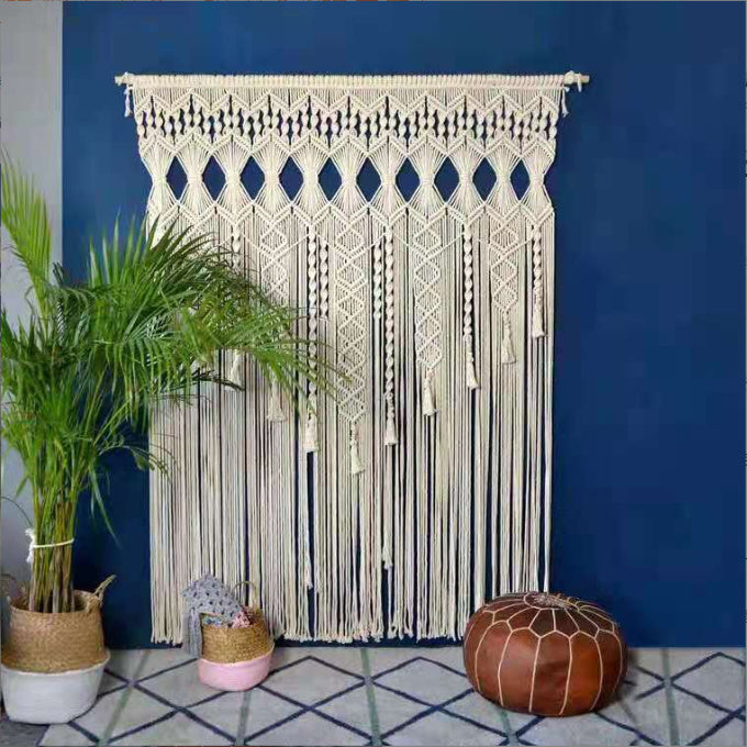 Perforated Nordic Woven Shading Light Tassel Partition Curtain Sliding Curtain
