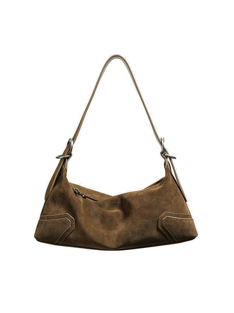 Deerskin Velvet Vintage Soft Leather Frosted Underarm Bag