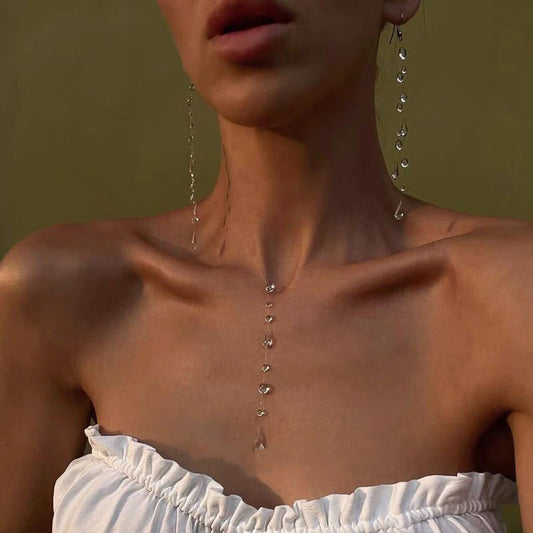 Frosted Dewdrop Jewelry Unique Design Handmade Frosted Dewdrop Elegant Waterdrop Necklace Earrings