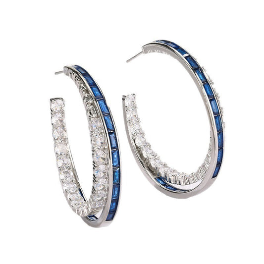 European And American Style Silver Needle Earrings With Zirconia, Light Luxury And High-end Fashion Sense