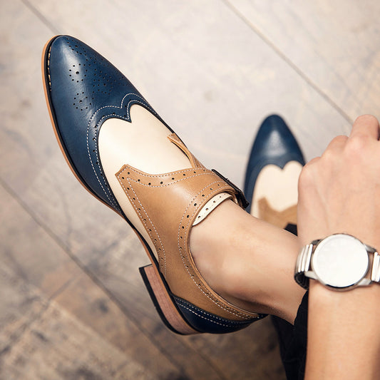 Men's Color-blocking Leather Shoes Fashion Trend