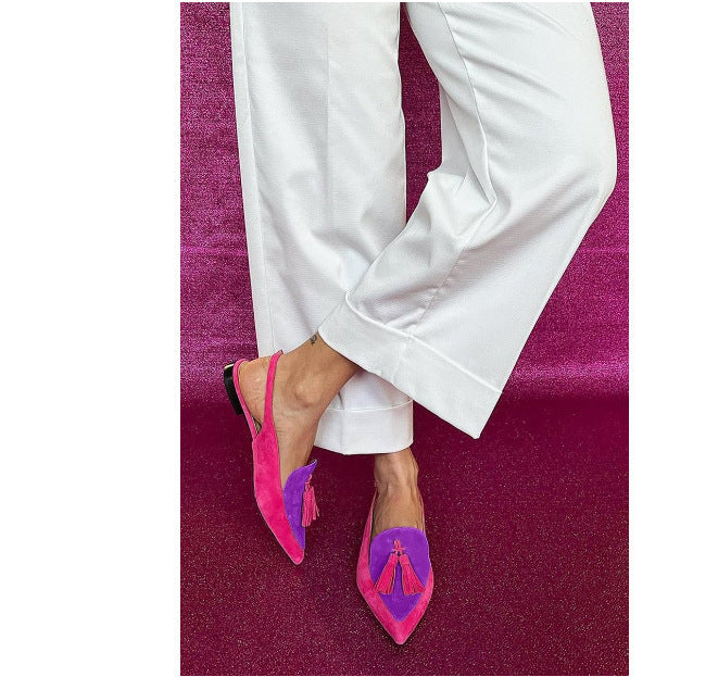 Color Matching Women's Plus Size Pointed Low Heel Slingback Sandals