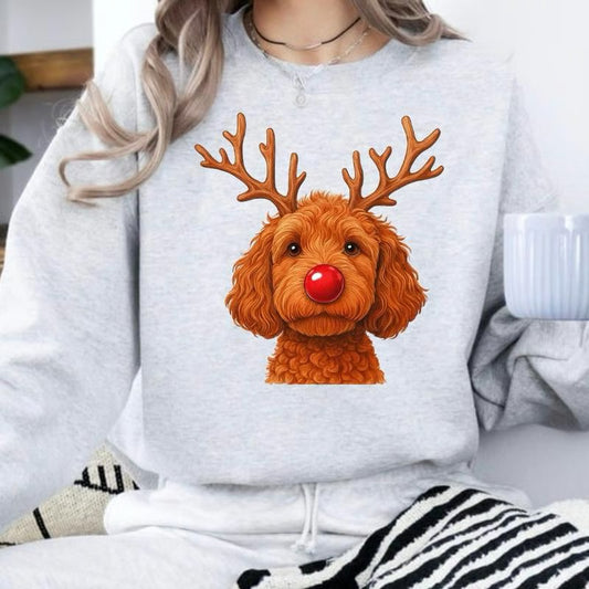 Women's Creative Round-neck Christmas Reindeer Dog Sweatshirt