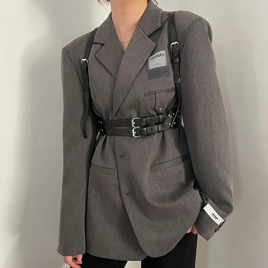 Double Layer Buckle Fashion All-match Casual PU Leather Strap Belt Women