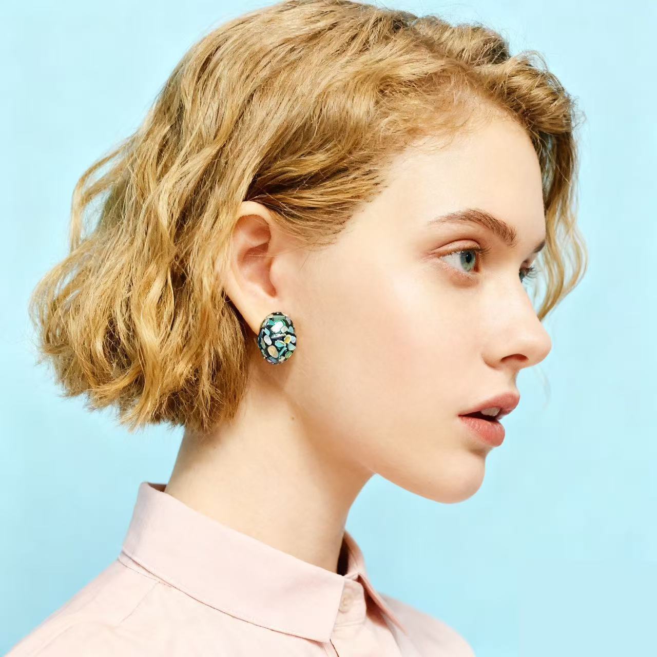 Lacquer Rhinoceros Skin Bead Pendant Earrings For Women