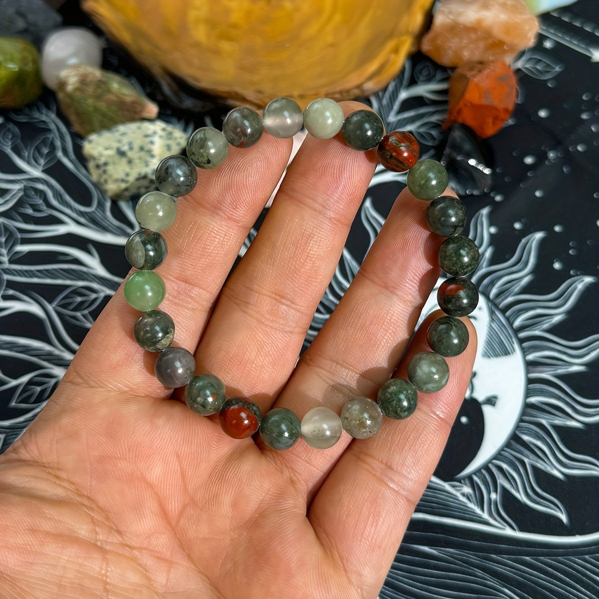African Bloodstone Beaded Bracelet Handmade