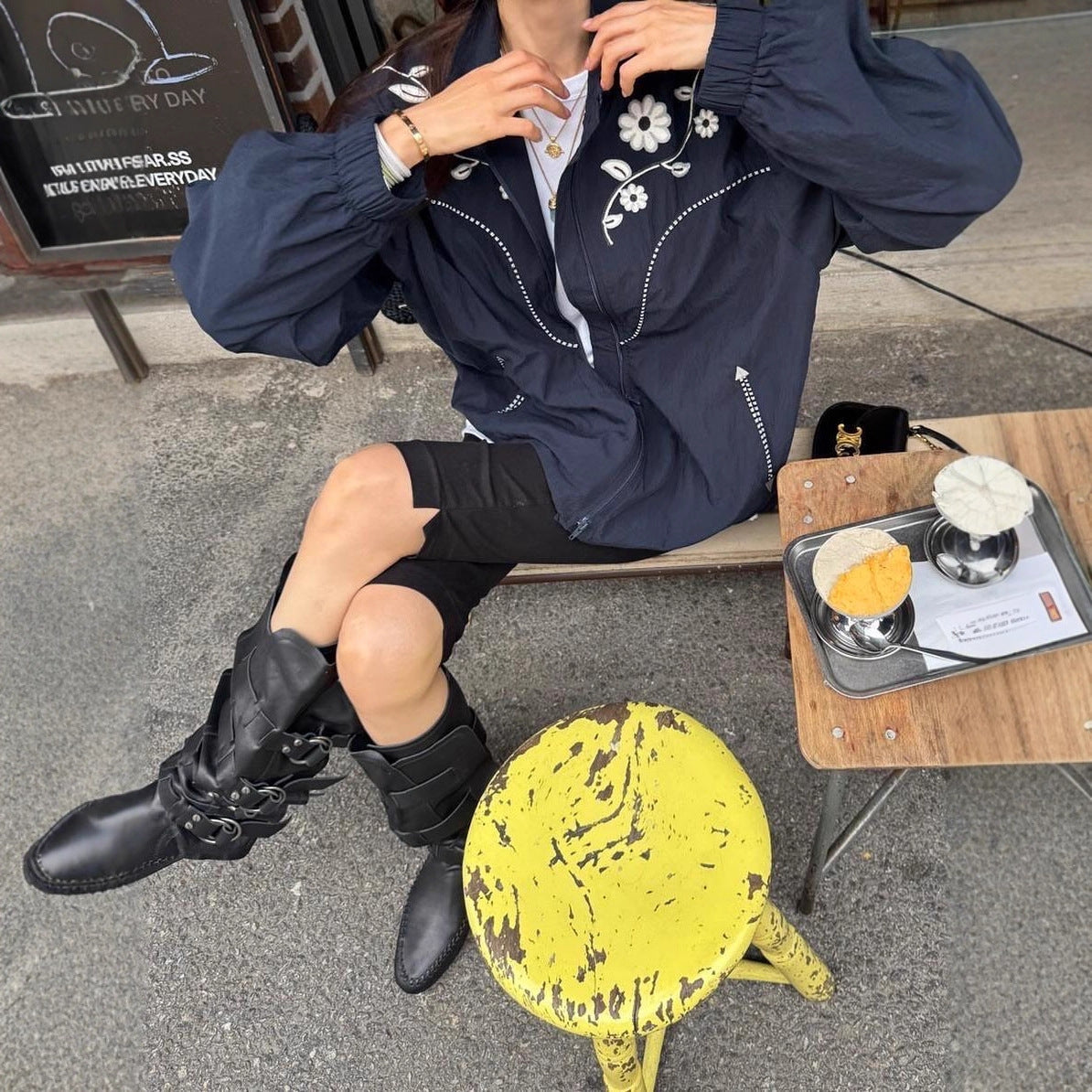 Contrast Color Jacquard Design Loose Casual Long Sleeves Jacket Coat - SD & CO.