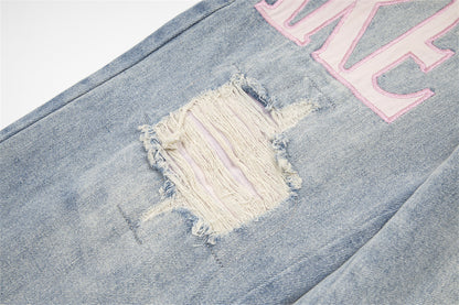 Ripped Beggar Denim Trousers For Men And Women