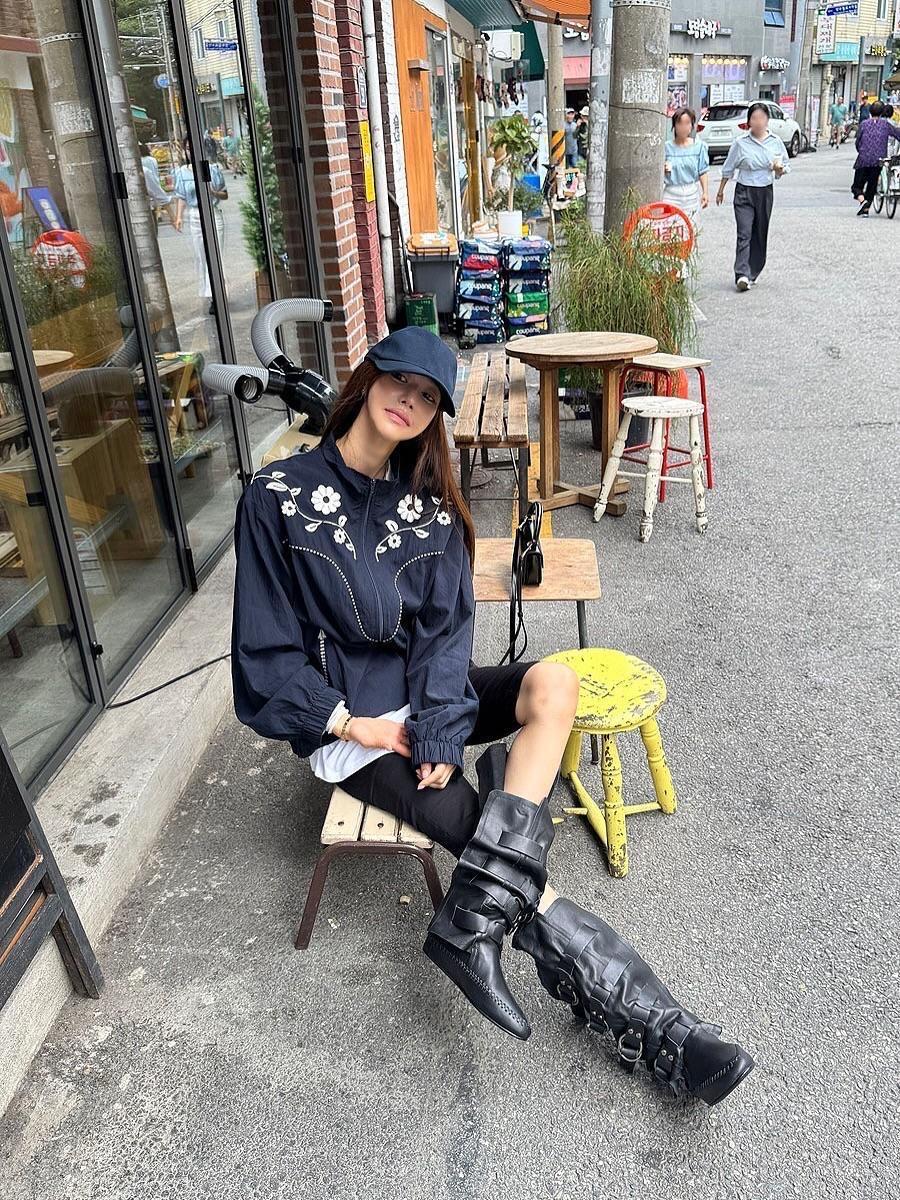 Contrast Color Jacquard Design Loose Casual Long Sleeves Jacket Coat - SD & CO.