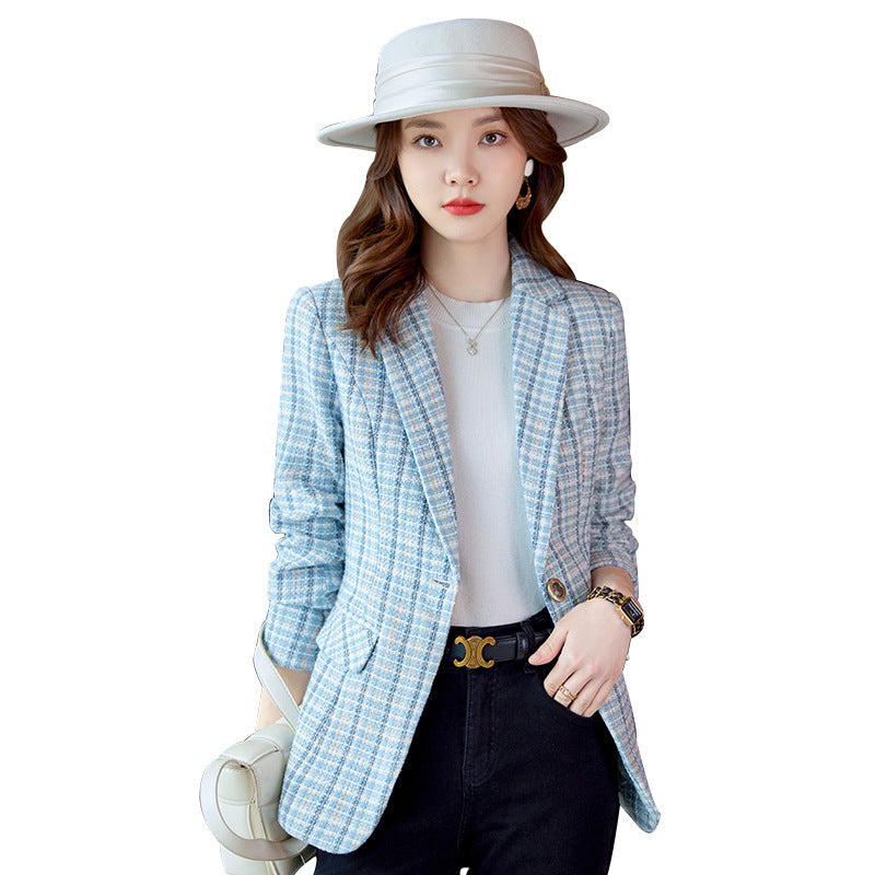 Casual Plaid Autumn Western Style Women's Clothing Long Coat - SD & CO.