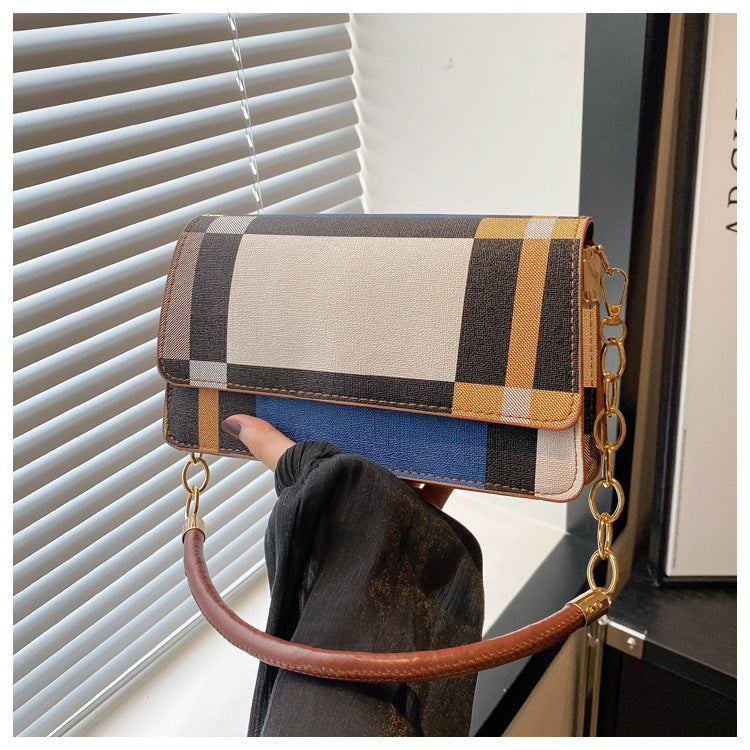 One-shoulder Portable Underarm Flow Color Contrast Patchwork Small Square Bag