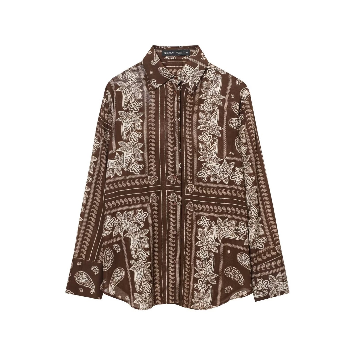 Straight Loose Printed Casual Shirt With Mid-waist Floor-length Wide-leg Pants