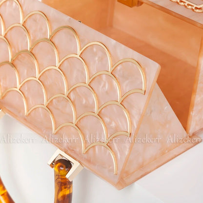 Copy of Box Evening Clutch Bags Women Luxury Designer  Acrylic Handle House Shaped Purses And Handbags Wedding Party
