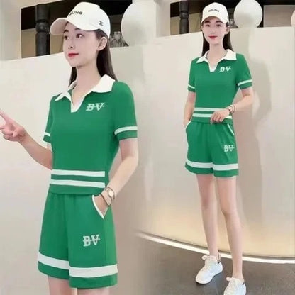 Fashionable And Youthful Women's Casual Shorts Two-piece Set
