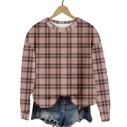 Christmas Cat Hat Snowflake Print Women's Round Neck Sweatshirt