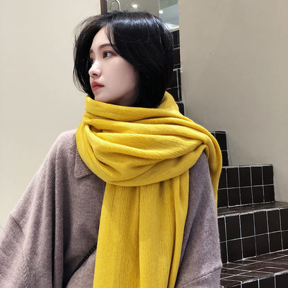 Women's Versatile Fashion Solid Color Knitted Woolen Scarf