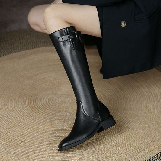 High-grade Below The Knee Slimming Chunky Heel Knight
