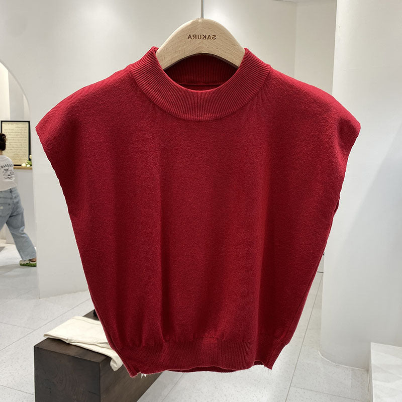 Sleeveless Loose Short Waist Bandage Dress Outer Wear Vest