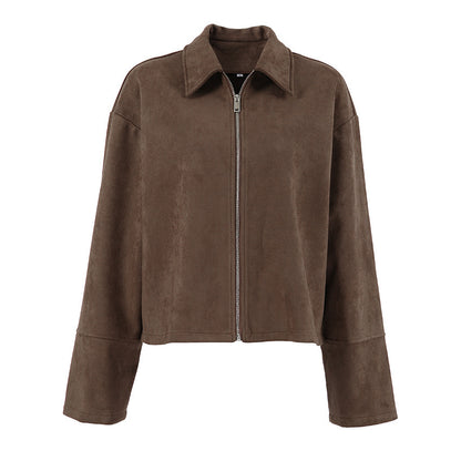 Vintage Brown Suede Lapel Baggy Coat - SD & CO.