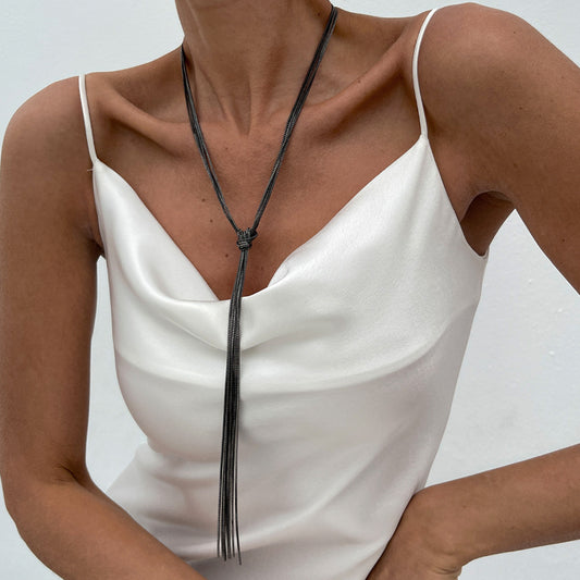 Simple Y-shaped Metal Tassel Necklace With A Minimalist Understated Style