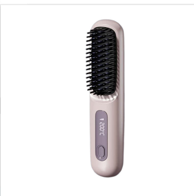 2 In 1 Straight Hair Comb Wireless Hair Straightener Brush Hair Fast Heating Portable Hot Curler USB Charging - SD & CO.