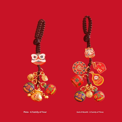 Vintage Sand Gold Pixiu Car Keychain