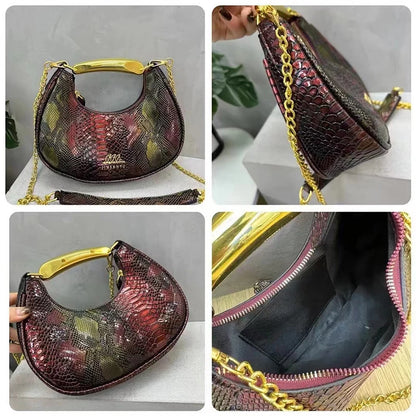 Winter New Textured Crossbody Bag Women's Cross-border Retro Shoulder Bag Crocodile Pattern Underarm Bag Personalized Design Bag