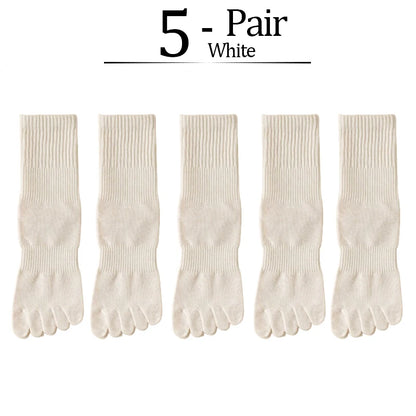 5 Pairs/lot Women Five Fingers Socks 100% Cotton Solid Colour Ladies Split Toe Sports Socks Spring Autumn Harajuku Toe Socks