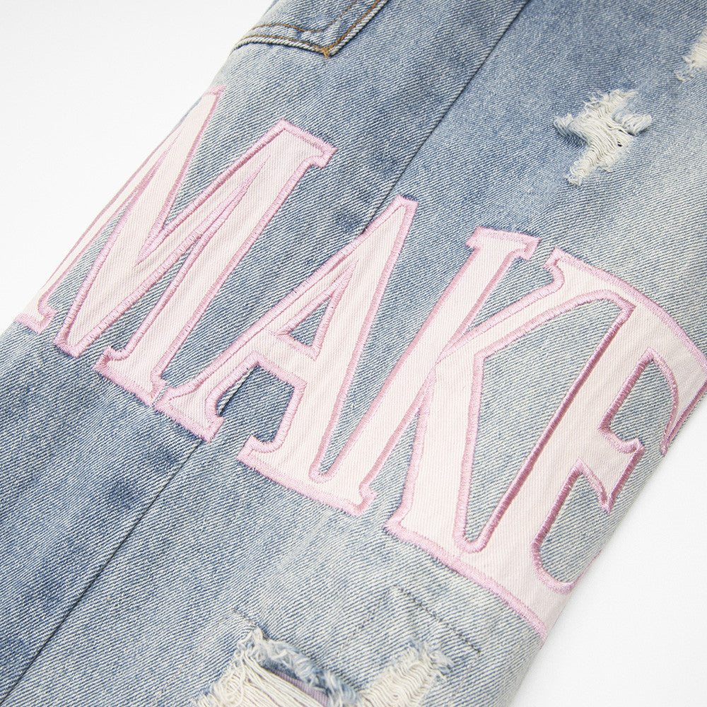 Ripped Beggar Denim Trousers For Men And Women