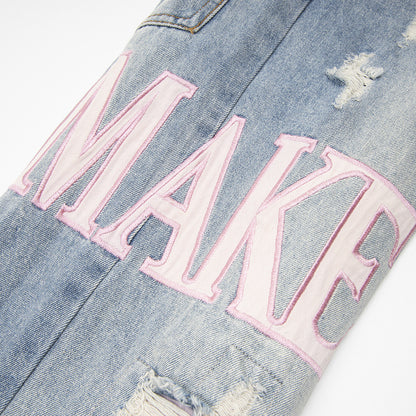 Ripped Beggar Denim Trousers For Men And Women