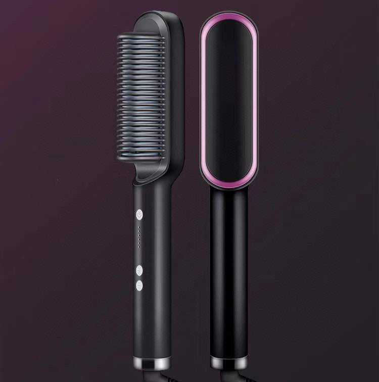 New 2 In 1 Hair Straightener Hot Comb Negative Ion Curling Tong Dual-purpose Electric Hair Brush - SD & CO.