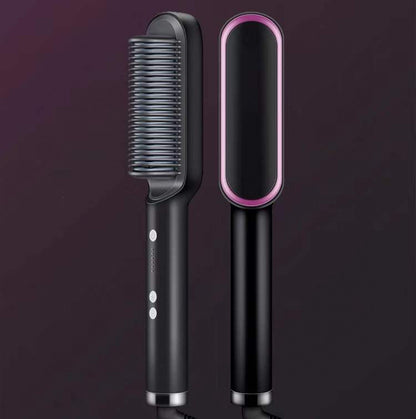 New 2 In 1 Hair Straightener Hot Comb Negative Ion Curling Tong Dual-purpose Electric Hair Brush - SD & CO.