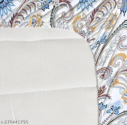 Super Soft Glace Cotton All Round Elastic Fitted Double Bed Bedsheet with 2 Pillow Covers-72x78x8